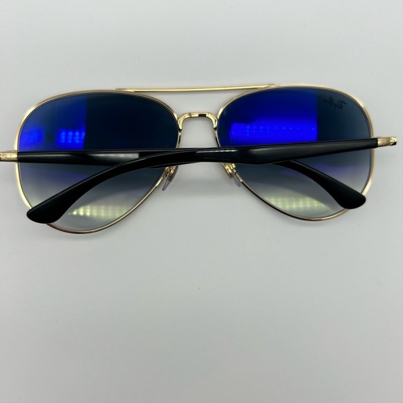Ray Ban 0RB3675 Black Blue Sunglasses Unisex  Aviator 58mm New - Picture 13 of 13